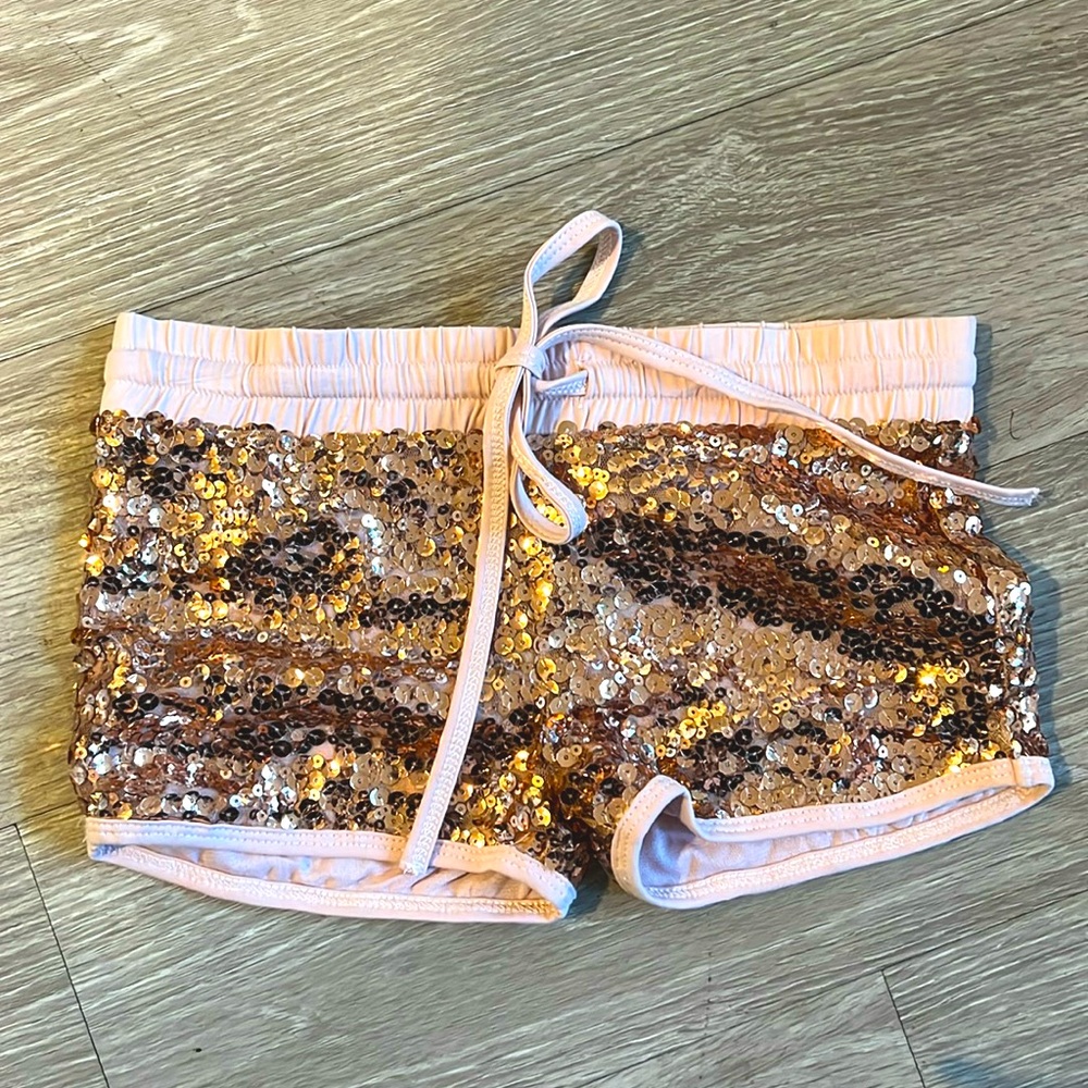Joyfolie Rose Gold Sequin Performance or Play Short